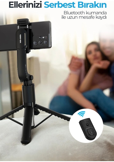 Ven-dens Vd-ss05 Bluetooth Kumandalı Selfie Çubuğu Ve Tripod, 90 Cm Uzatılabilir Gövde, 360 , Siyah