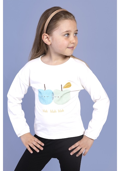 Toontoy Kids Toontoy Kız Çocuk Baskılı Kol Ucu Lastikli Sırtı Nakış Detaylı Tişört Ekru
