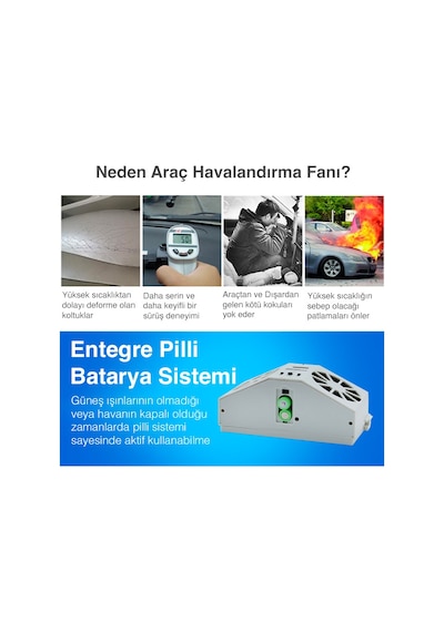 Ally R-8032 Güneş Enerjili Çift Fanlı Solar Oto Araç Havalandırm