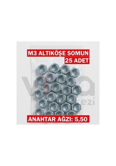 M3 Altı Köşe Somun 25 Li Çinko Kaplı 1