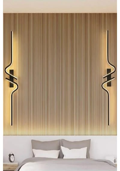 Dekoratif 40w Iç Mekan Gold Kasa 3 Renkli Işık Elektrikli 115 Cm Duvar Aplik 1 Adet Siyah