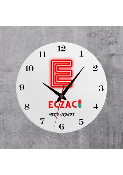 Eczacılara Özel Cam Duvar Saati Çok Renkli
