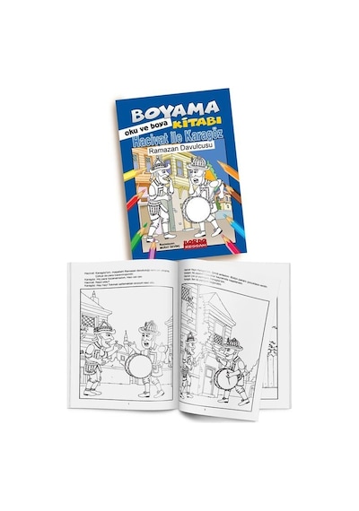 Hacivat ile Karagöz Ramazan Davucusu - Boyama Kitabı Oku ve Boya- Bordo Ressam