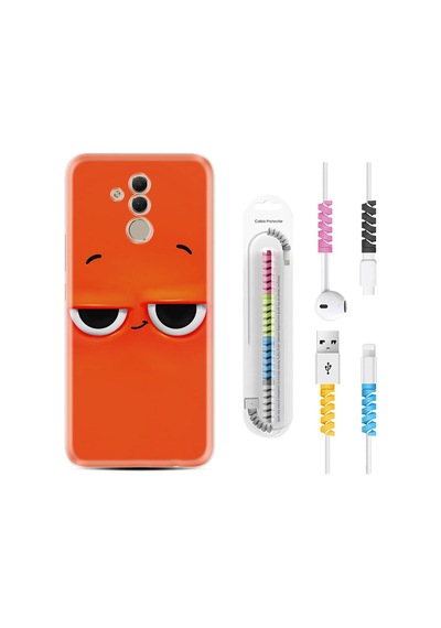 Huawei Mate 20 Lite Kılıf Kablo Koruyuculu Orange 1830