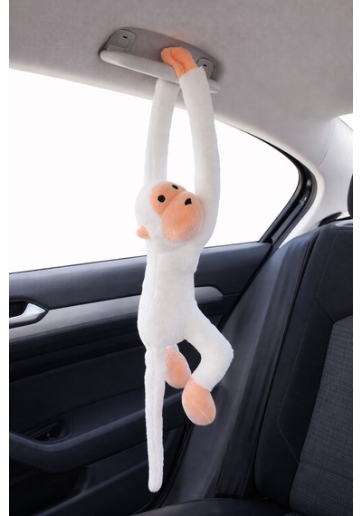 Elleri Yapışan Oyun Ve Uyku Arkadaşı Peluş Maymun Oyuncak Sarılan Maymun M0008 Beyaz