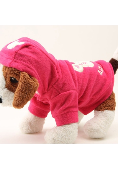 Köpek İçin Polarlı Kışlık Pembe Sweat Love Red & Blue