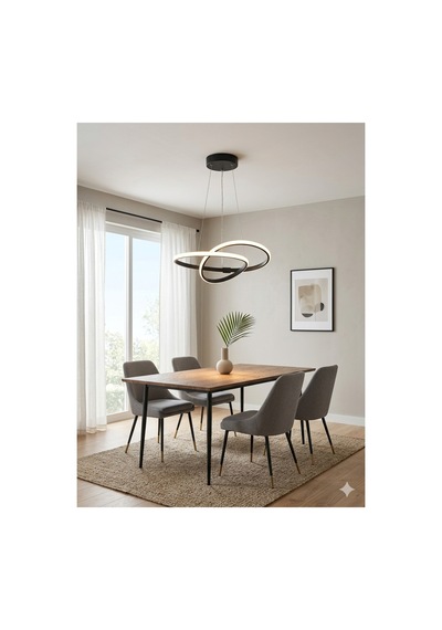 Yüksek Aydınlatmalı Kardelen Model Siyah Gövde Rengi Sarkıt Modern 3 Renk Led Avize