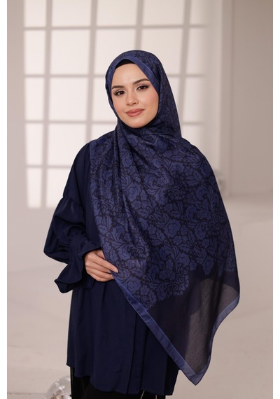 Mimiyum Nevra Desen Soft Şal Lacivert
