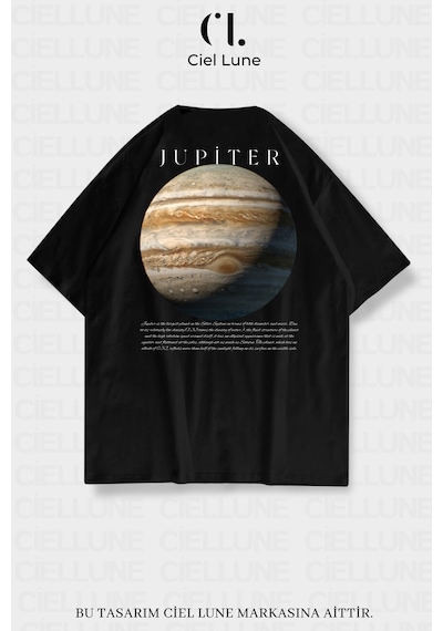 Nevermind Unisex Kadın Erkek Jupiter Baskılı Özel Tasarım Oversiz Siyah