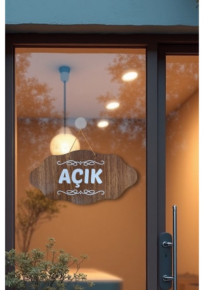 Dekoratif Açık-kapalı Tabelası Jüt İp Ve Vantuz Hediyeli - Ceviz