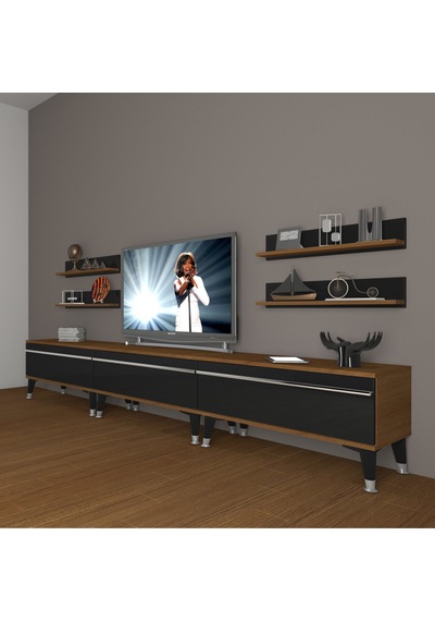 Decoraktiv Eko 270r Mdf Silver Tv Ünitesi Tv Sehpası Ceviz - Siyah