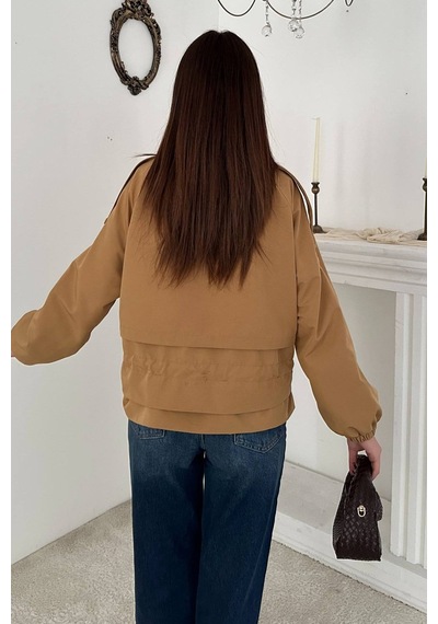 Alemdarshop Camel Çıtçıt Detaylı Ceket