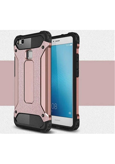Kilifone - Huawei P9 Lite Mini Uyumlu - Kılıf Çift Katman Koruyucu Crash Military Tank Kılıf - Rose Gold Rose Gold