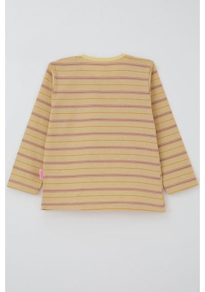 Breeze Kız Bebek Uzun Kollu Tişört Patlı Renkli Çizgili 9 Ay-3 Yaş, Krem Krem