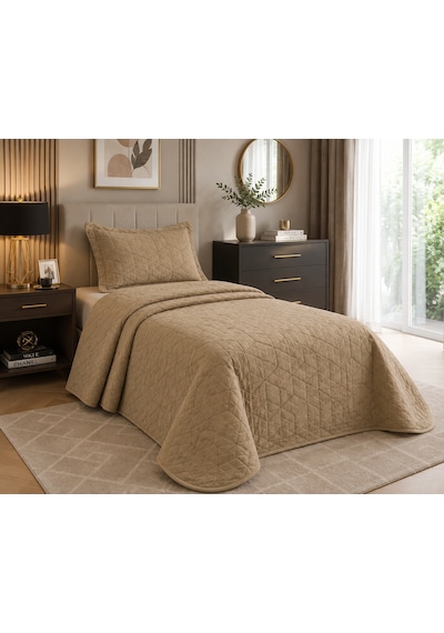 Kapreo Home Dinarsu Ruby Tek Kişilik Yatak Örtüsü Mocha 240x260 Cm Hardal Sarısı