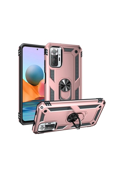 Xiaomi Redmi Note 10 Pro Kılıf Sofya Yüzüklü Silikon Kapak - Rose -