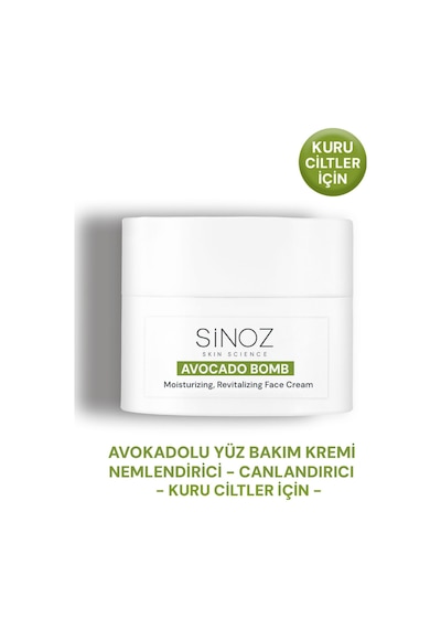 Sinoz Avokado Bomb Canlandırıcı ve Nemlendirici Yüz Bakım Kremi 50 ML Sinoz Avokado Bomb Canlandırıcı ve Nemlendirici Yüz Bakım Kremi 50 ML