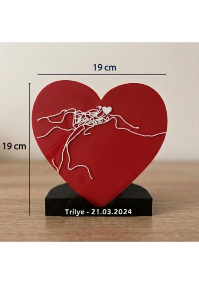3d Tasarım Kalp Formunda Şehir Konum Haritası Dekoratif Masa Üstü Aksesuarı 19 Cm