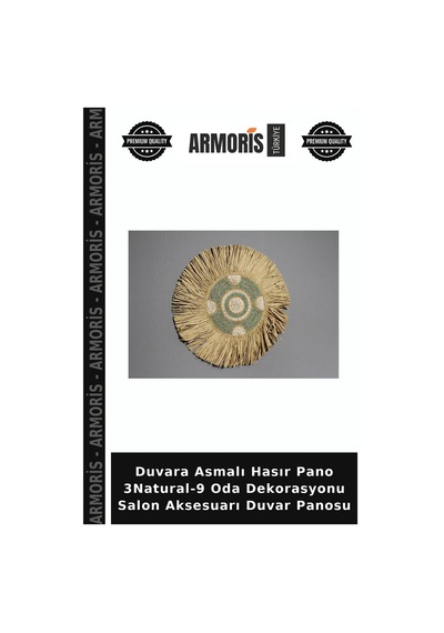 Duvara Asmalı Hasır Pano 3natural-9 Oda Dekorasyonu Salon Aksesuarı Duvar Panosu Çok Renkli