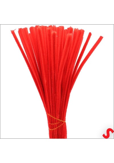 Şönil Çubuk 8 Mm Kalınlık 30 Cm Uzunluk, 100 Adet - Kırmızı