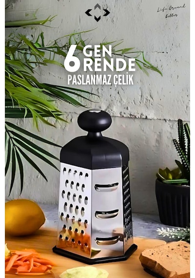 Paslanmaz Çelik 6 Gen Rende Çok Yönlü Patates Sebze Sarımsak Rendesi Fonksiyonlu Topuzlu Rende Çelik Diğer
