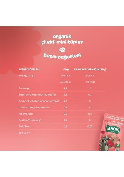 Bezos Organik Çilekli Glutensiz Vegan Mini Küpler 30 Gr Ventra