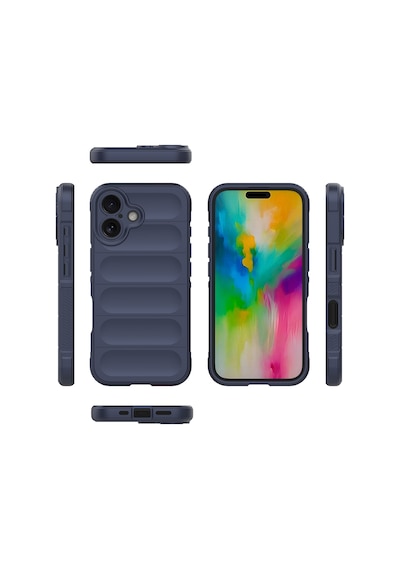 Apple iPhone Uyumlu 16 Kılıf Kamera Korumalı Esnek Silikon Parmak Şeritli Pazarplus Koyu Yeşil