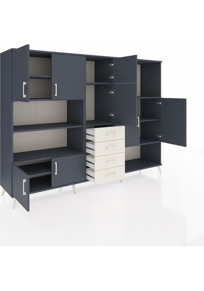 Hyperion Dolap 10 Raflı 4 Çekmeceli 8 Kapaklı 220x44x163 Antrasit Antrasit-antrasit/aytaşı Hyperion Dolap 10 Raflı 4 Çekmeceli 8 Kapaklı 220x44x163 Antrasit Antrasit-antrasit/aytaşı