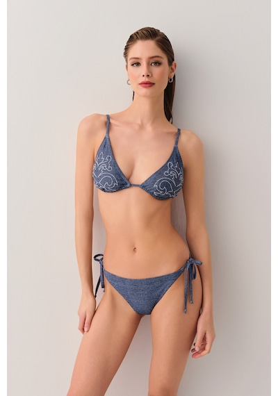 Suwen Denim İnce Bağcıklı Bikini Alt Sb2599112891289 Denim Görünümlü