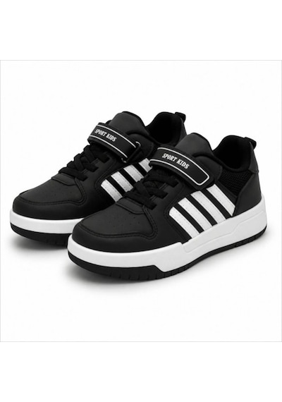 Black Flex Çocuk Cırtlı Sneaker Ayakkabı Siyah 31-35 2651 Sıyah