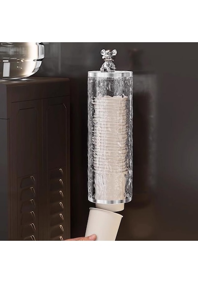 Sunup Sn-27110 Kendinden Yapışkanlı Plastik - Karton Bardak Dispenseri Şeffaf