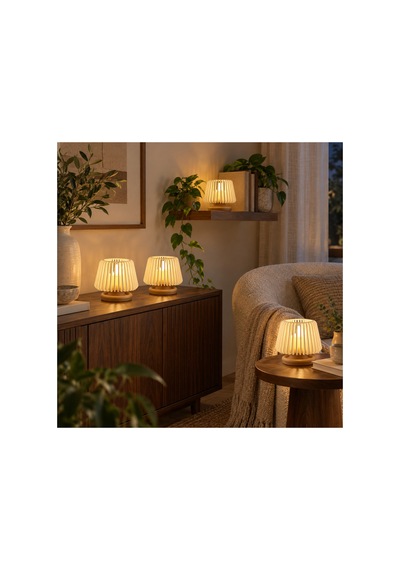 4 Lü Dekoratif Led Tealight Mumluk Seti - Masaüstü Aydınlatma - Pilli Mumlar Dahil Açık
