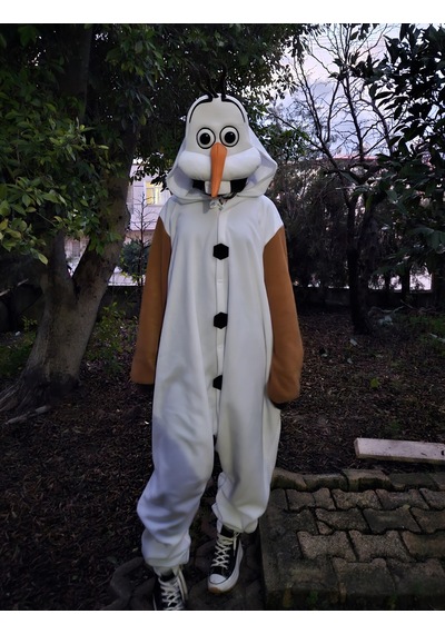 Olaf Kostümü Yetişkin Karlar Ülkesi Olaf Pijama Tulum Kostüm
