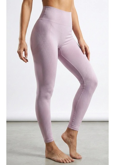 Ayle Moda Yüksek Bel Seamless Spor Tayt Nefes Alan Örme Kumaş Koyu Pembe