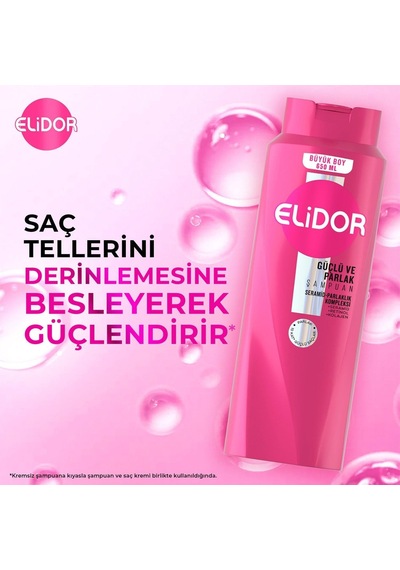 Elidor Saç Bakım Şampuanı, Güçlü Ve Parlak, 650 Ml