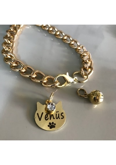 Metal Kedi Künyesi Isimli Kedi Tasması Kedi Isimliği Zincirli