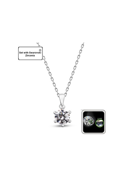 Kuyumcudukkani 4mm Zirconia Taşlı"tektaş"kolye - 32114-w-w Beyaz