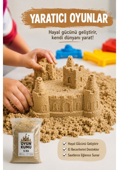 5 Kg Oyun Kumu Şekil Alabilen Yumuşak Dokulu Eğitici Aktivite Kumu Çocuk Oyun Kumu Bej