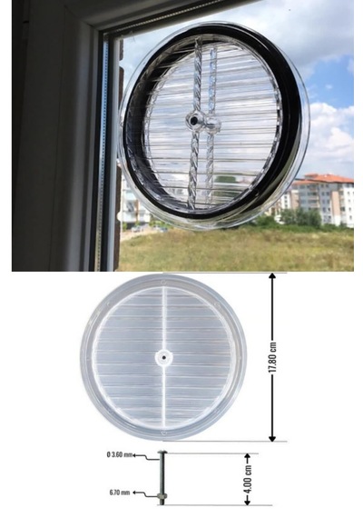Doğalgaz Kombi Havalandırma Yuvarlak Mutfak Cam Menfezi Şeffaf 18 Cm Hava Akış Kanalı Güvenlik
