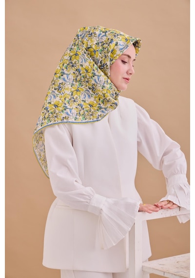 Silk Home Twill İpek Eşarp 11477-12 Ekru, Asit Yeşili, Gri, Mavi, Yeşil