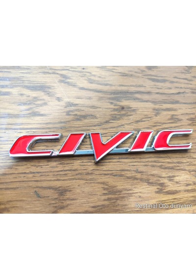 Civic Fd6 Kırmızı Bagaj Amblem 3d Metal Yazı Logo Honda Civic Uyumlu Arka Kapak İçin 3m Bantlı Spor