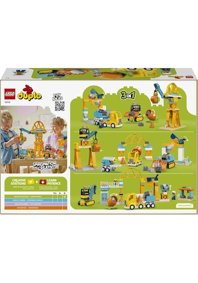 LEGO® DUPLO® Kasabası 3'ü 1 Arada İnşaat Sahası ve Araçları 10476 -3 Yaş ve Üzeri Çocuklar için Figür İçeren Yapım Seti (84 Parça)