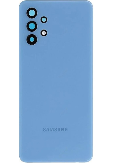 Samsung A32 Kamera Camlı Mavi Uyumlu Arka Kapak Batarya Kapağı Pil Kapağı Mavi