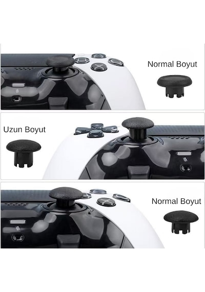 Ps5 Edge Uyumlu Profesyonel 6'sı 1 Arada Değiştirilebilir Analog Topuz Seti - Farklı Boyut Ve Yüzey Seçenekli Joystik Mantar Başlık Siyah