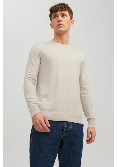 Jack & Jones Erkek Basic Krem İnce Triko Kazak - 12208364 Krem