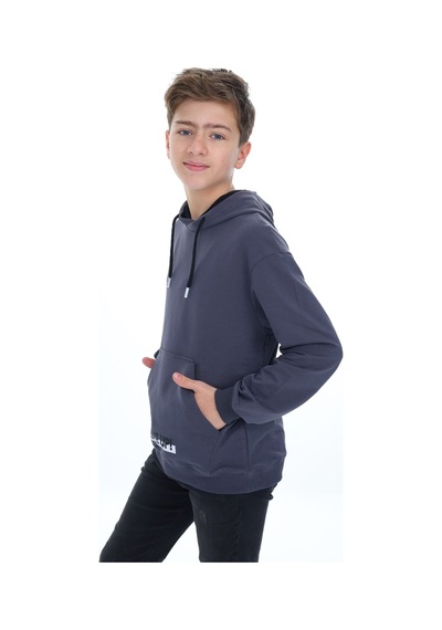 Toontoy Kids Toontoy Erkek Çocuk Oversize Kapüşonlu Cepli Baskılı Sweatshirt - 2 İplik Füme Toontoy Kids Toontoy Erkek Çocuk Oversize Kapüşonlu Cepli Baskılı Sweatshirt - 2 İplik Füme