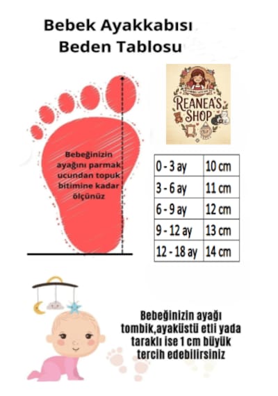 Reanea's Shop Bebek Makosen İsim Yazılabilen Krem Renk Suni Deri Ayakkabı
