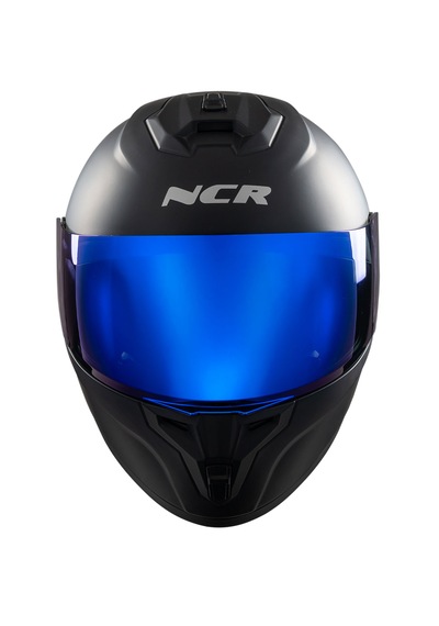 Ncr Rapid Mavi Cam Kapalı Kask Ece Belgeli Mat Siyah