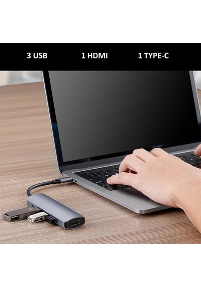 5in1 Type-c To Usb Hub 5 Port Çoklayıcı Laptop Macbook Air İçin Uyumlu Çoğaltıcı Usb 3.0/hdmı/t