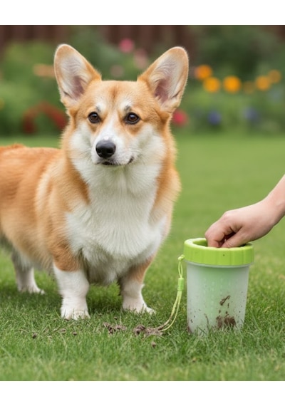 Silikon - 458 - Kıllı Köpek Pati Temizleme Kabı Orta Büyük Irklar - Glblseme - İçin Tnabilir